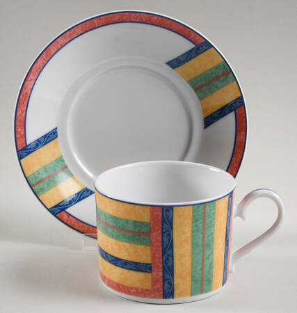 Club Stripe Flat Cup & Saucer Set