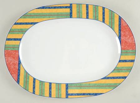 Club Stripe 14" Oval Serving Platter