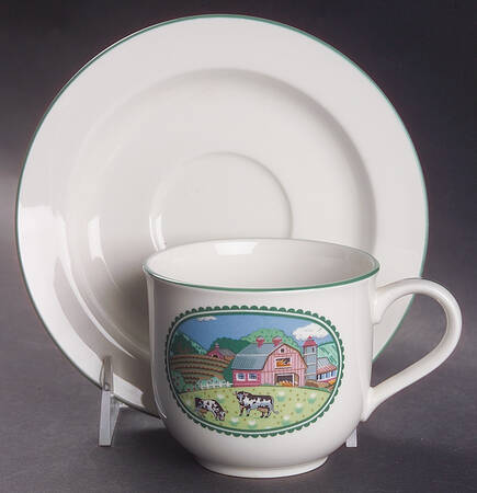 Country Fences Flat Cup & Saucer Set