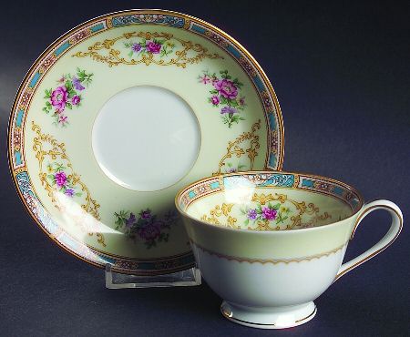 Colby (Blue on Edge) Footed Cup & Saucer Set