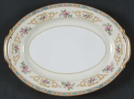 Colby (Blue on Edge) 12" Oval Serving Platter