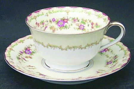 Columbine (3803) Footed Cup & Saucer Set