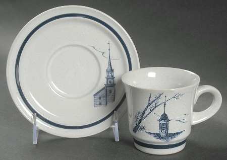 Colonial Times Flat Cup & Saucer Set