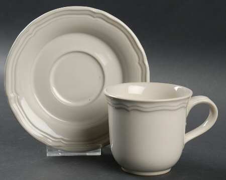 Country White Flat Cup & Saucer Set