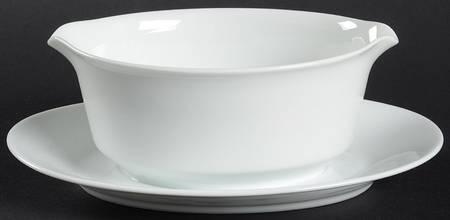 Commander White Gravy Boat with Attached Underplate