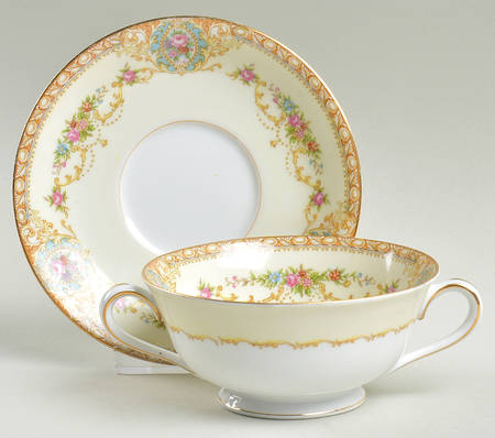 Coypel Footed Cream Soup Bowl & Saucer Set