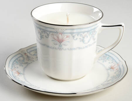Crown Flower Scented Cup & Saucer Candle-Lavender  HC
