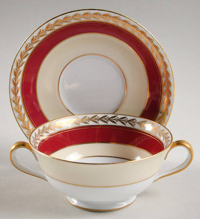 Crome Footed Cream Soup Bowl & Saucer Set