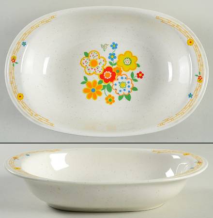 Crazy Quilt 10" Oval Vegetable Bowl