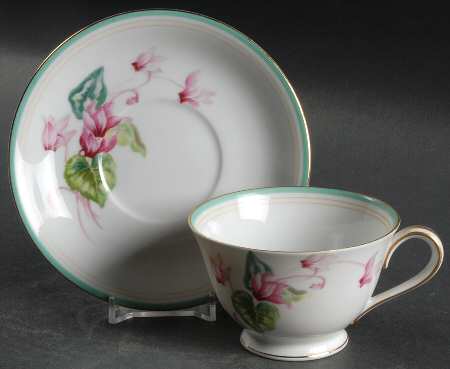 Cyclamen Footed Cup & Saucer Set