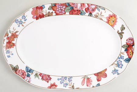 Damask Bouquet 14" Oval Serving Platter