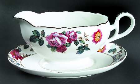 Damask Bouquet Gravy Boat & Underplate (Relish/Butter)