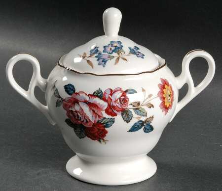 Damask Bouquet Sugar Bowl & Lid