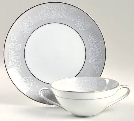 Damask Flat Cream Soup Bowl & Saucer Set