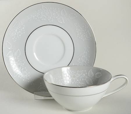 Damask Flat Cup & Saucer Set