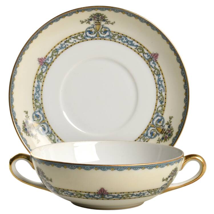 Darby Flat Cream Soup Bowl & Saucer Set
