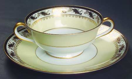Devon Black (103041) Footed Cream Soup Bowl & Saucer Set