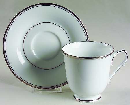 Diana (Platinum Trim) Footed Cup & Saucer Set