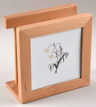 Diana (Gold Trim) 6 1/8" Natural Wood Napkin Holder  HC