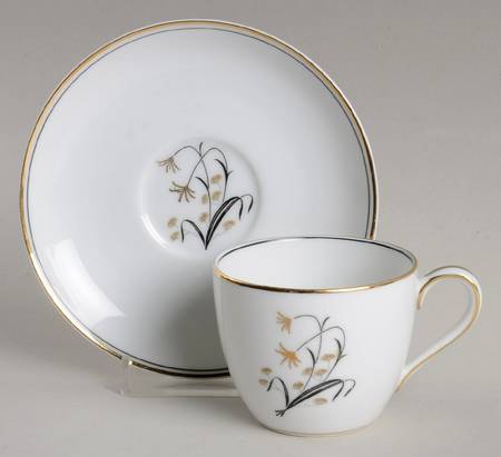 Diana (Gold Trim) Flat Demitasse Cup & Saucer Set