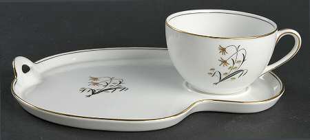 Diana (Gold Trim) Snack Plate & Cup Set