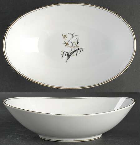 Diana (Gold Trim) 10" Oval Vegetable Bowl