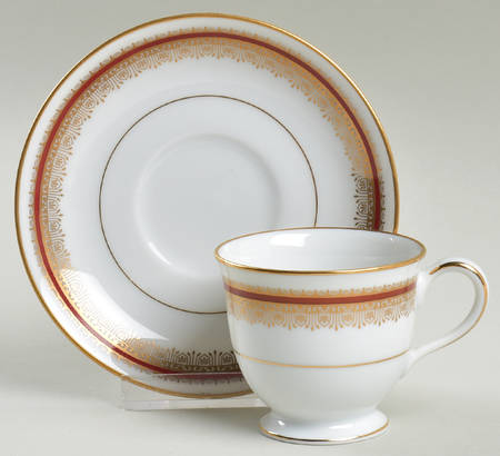 Doral Maroon Footed Demitasse Cup & Saucer Set