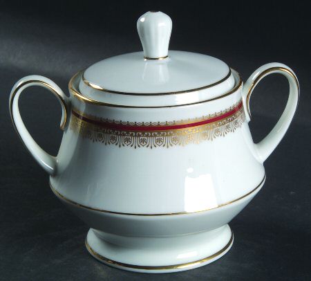 Doral Maroon Sugar Bowl & Lid