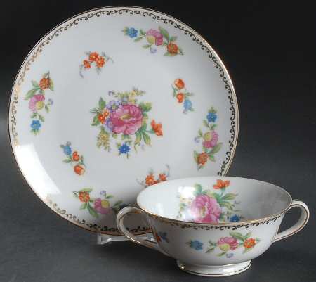Dresdlina Footed Cream Soup Bowl & Saucer Set