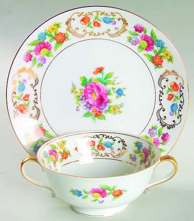 Dresdena Footed Cream Soup Bowl & Saucer Set