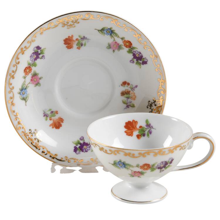 Dresdoll Footed Demitasse Cup & Saucer Set