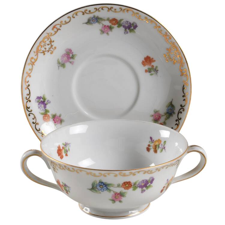 Dresdoll Footed Cream Soup Bowl & Saucer Set