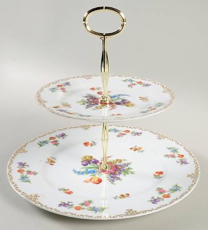 Dresdoll 2 Tiered Serving Tray (Dinner & Salad Plate)