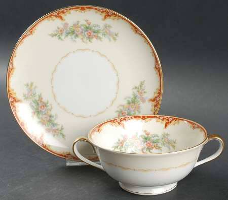 Dudley Footed Cream Soup Bowl & Saucer Set