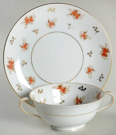 Dulcy Footed Cream Soup Bowl & Saucer Set