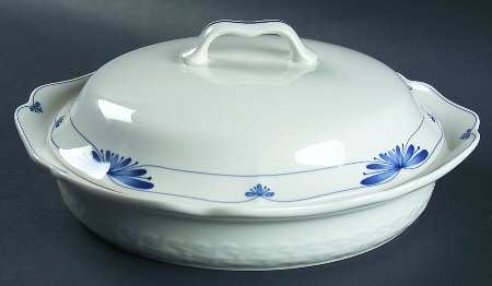 Dutch Tile 1 Qt Round Shallow Covered Casserole/Pie/Quiche