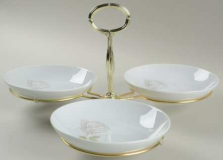 Edenrose 7" x 12" 3-Part Relish & Metal Stand (FR) HC