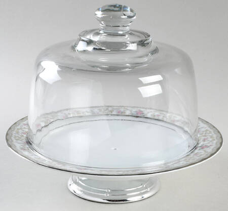 Edgewood 6 1/2"-7 1/2" Footed Cheese Plate w/ Glass Dome HC