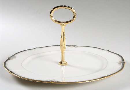 Edwardian Rose Round Serving Plate with Handle (DP)
