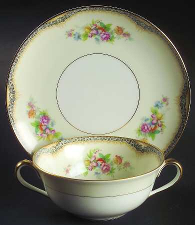 Elaine Flat Cream Soup Bowl & Saucer Set