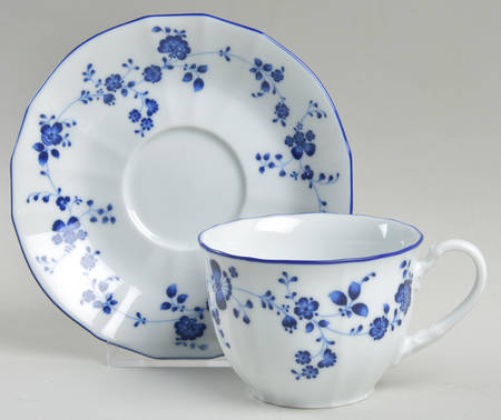 Elegance In Blue Flat Cup & Saucer Set