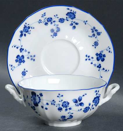 Elegance In Blue Flat Cream Soup Bowl & Saucer Set