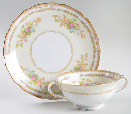 Elena Footed Cream Soup Bowl & Saucer Set