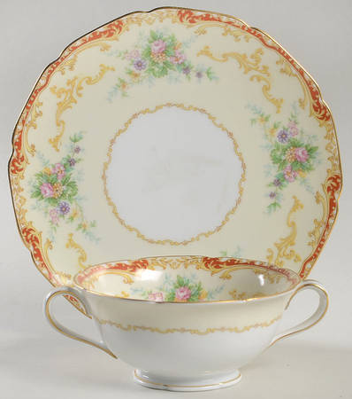 Elnora Footed Cream Soup Bowl & Saucer Set