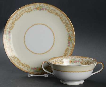 Elvira Footed Cream Soup Bowl & Saucer Set