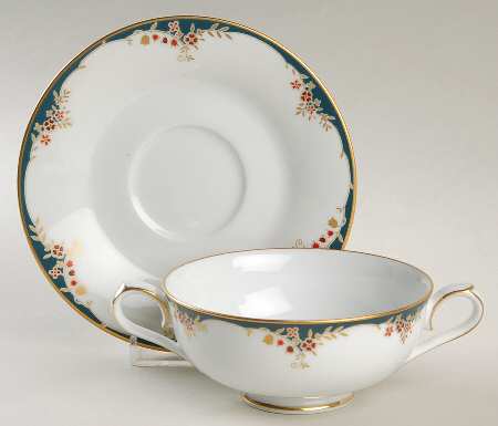Embrace Footed Cream Soup Bowl & Cup Saucer Set