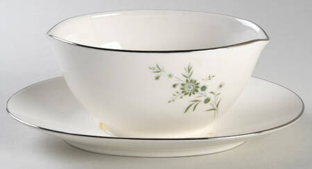 Emerald Gravy Boat with Attached Underplate