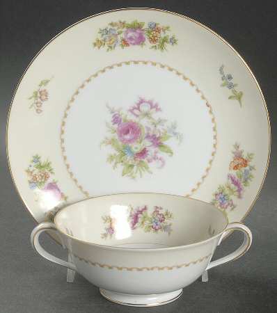 Empire Footed Cream Soup Bowl & Saucer Set