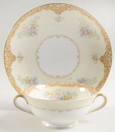 Encina Footed Cream Soup Bowl & Saucer Set