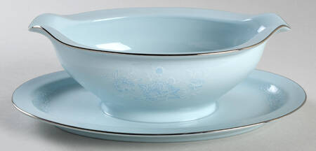 Engagement Blue Green Gravy Boat with Attached Underplate